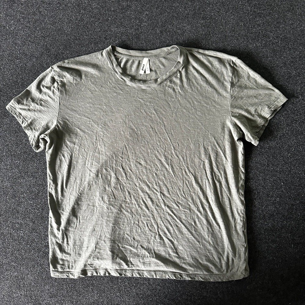 Pact Organic Cotton Slub Crewneck TShirt Olive Green Heather Womens XL Short Slv